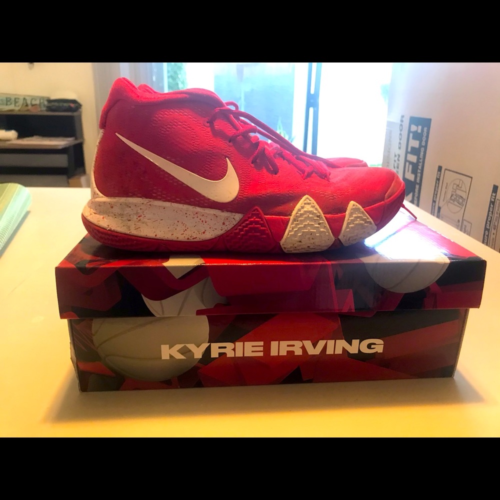 Kyrie 4 Size 9 Red Basketball Shoes with Box